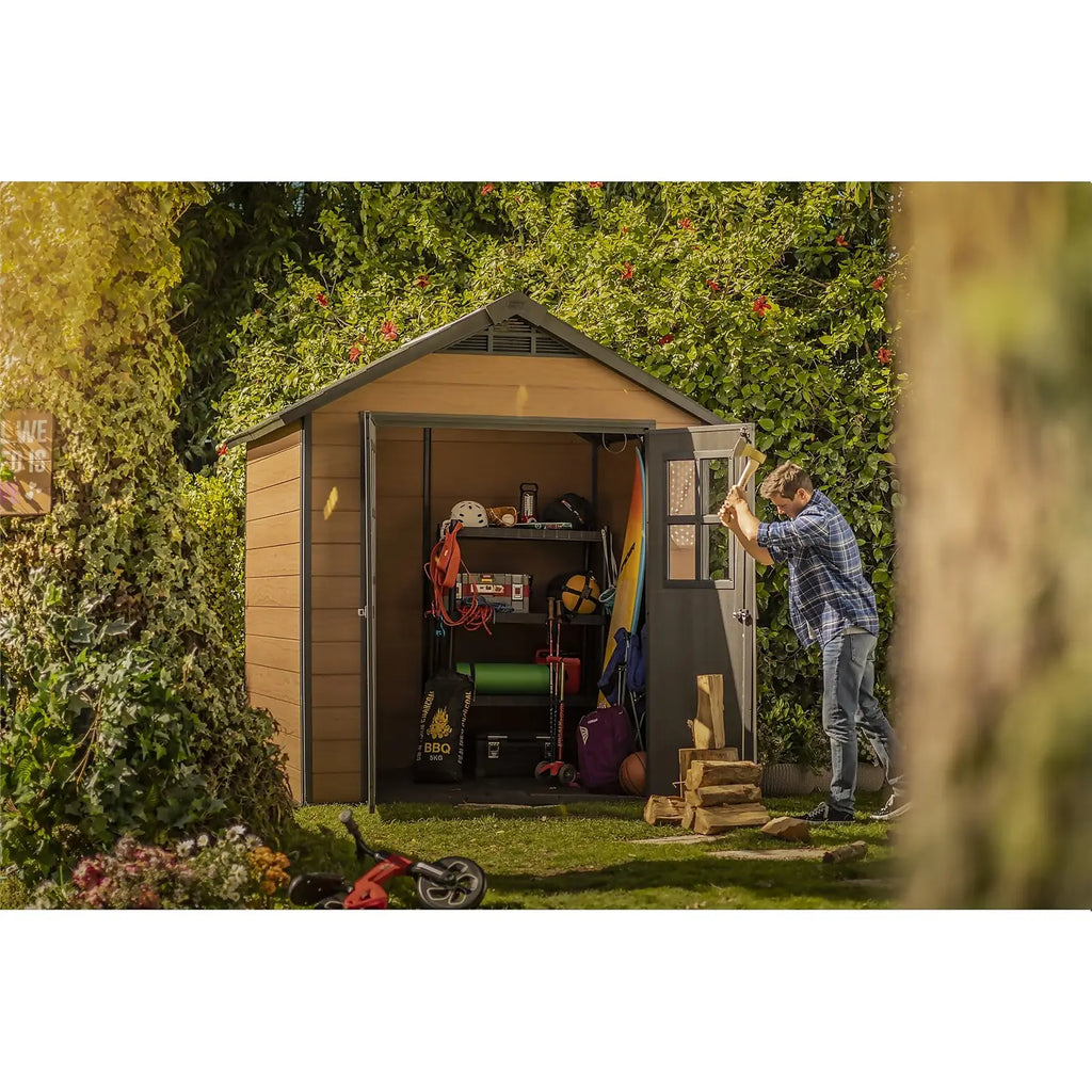 Keter Newton 7x7ft Double Door Outdoor Apex Plastic Garden Shed