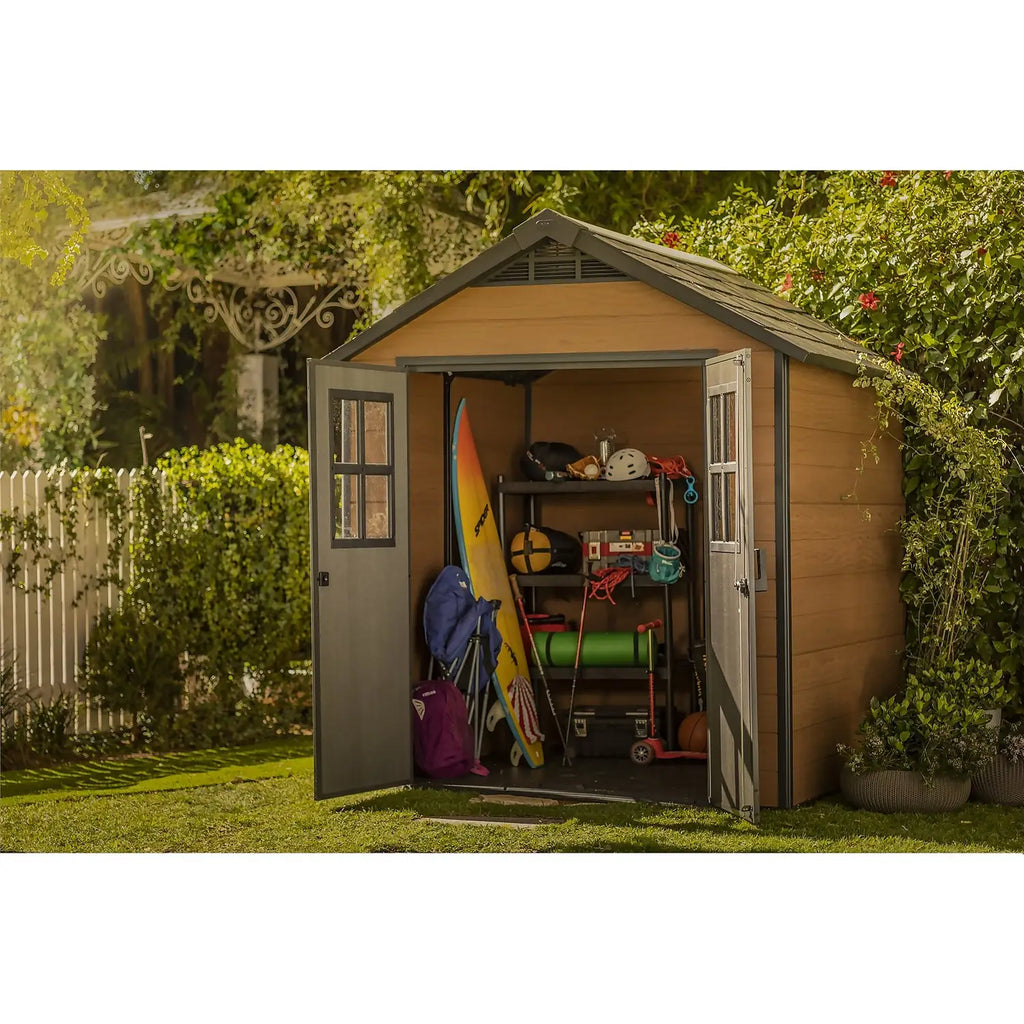 Keter Newton 7x7ft Double Door Outdoor Apex Plastic Garden Shed