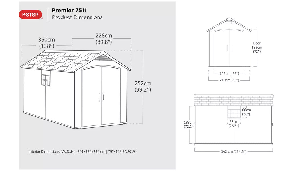 keter premier heavy plastic shed 7.5x11ft - Grey