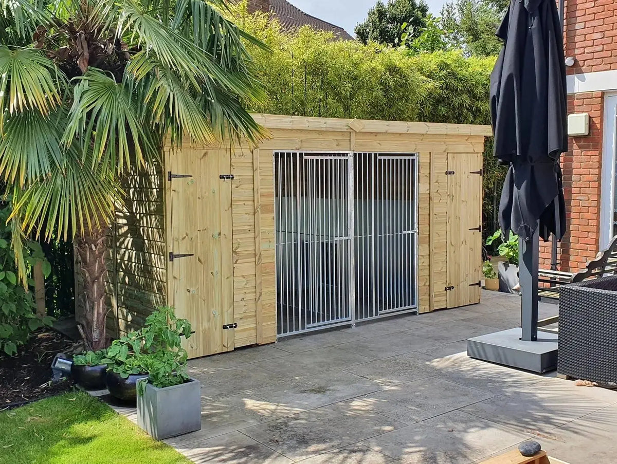 15x4ft Pent Duo Dog Kennel - Professional Installation Included