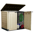 1200L Outdoor Garden Storage Shed, Weather-Resistant Lockable Storage Box, Beige & Brown