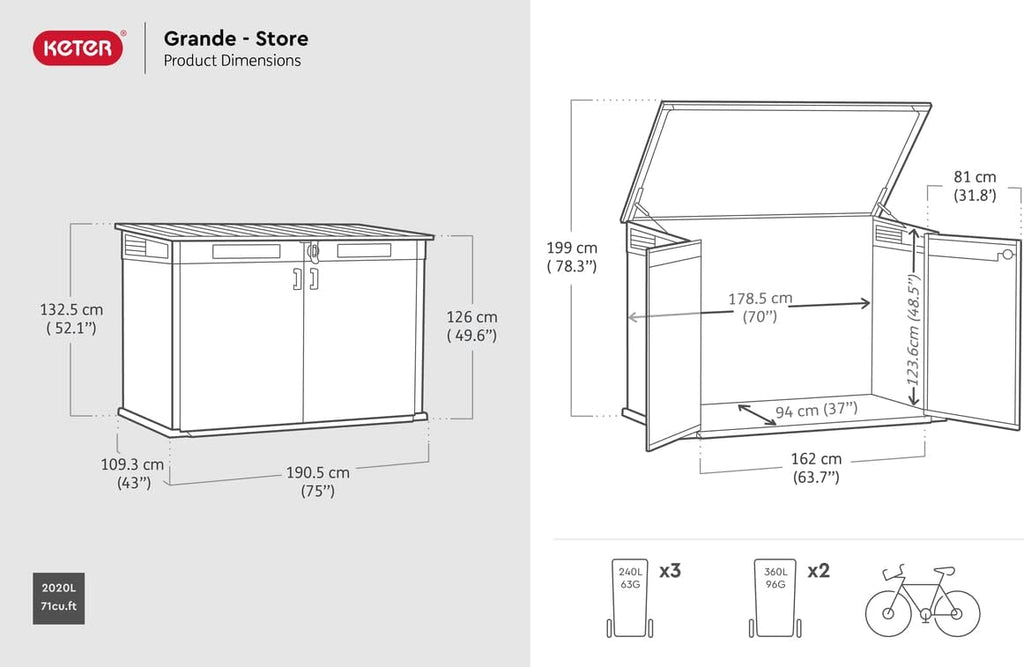 2020L Cortina Mega Polypropylene Storage Chest - Extra Large Outdoor Storage