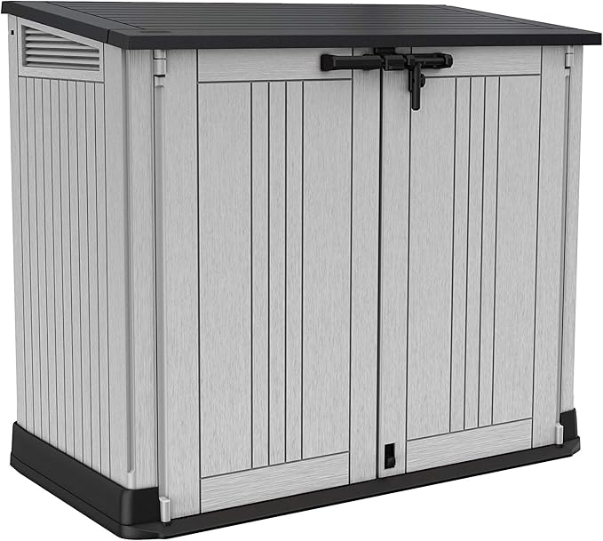 880L Resin Outdoor Storage Shed - Large Garden Storage Box in Grey