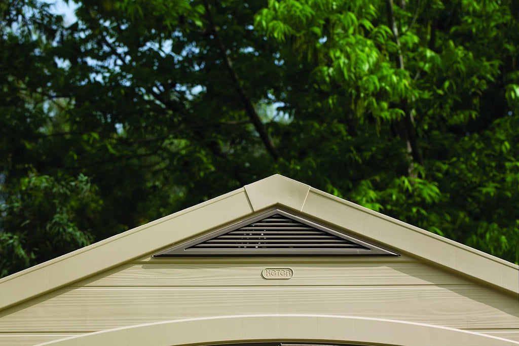 Keter Factor 8x11ft  Outdoor Garden Storage Shed - Beige Resin, Steel-Reinforced