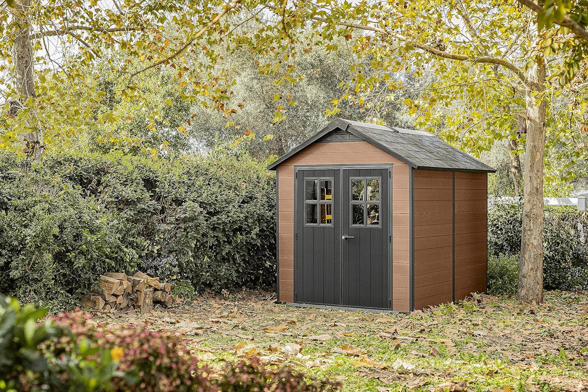 Keter Newton 7.5x9ft  Garden Shed - Brown Wood-Effect Resin Outdoor Shed