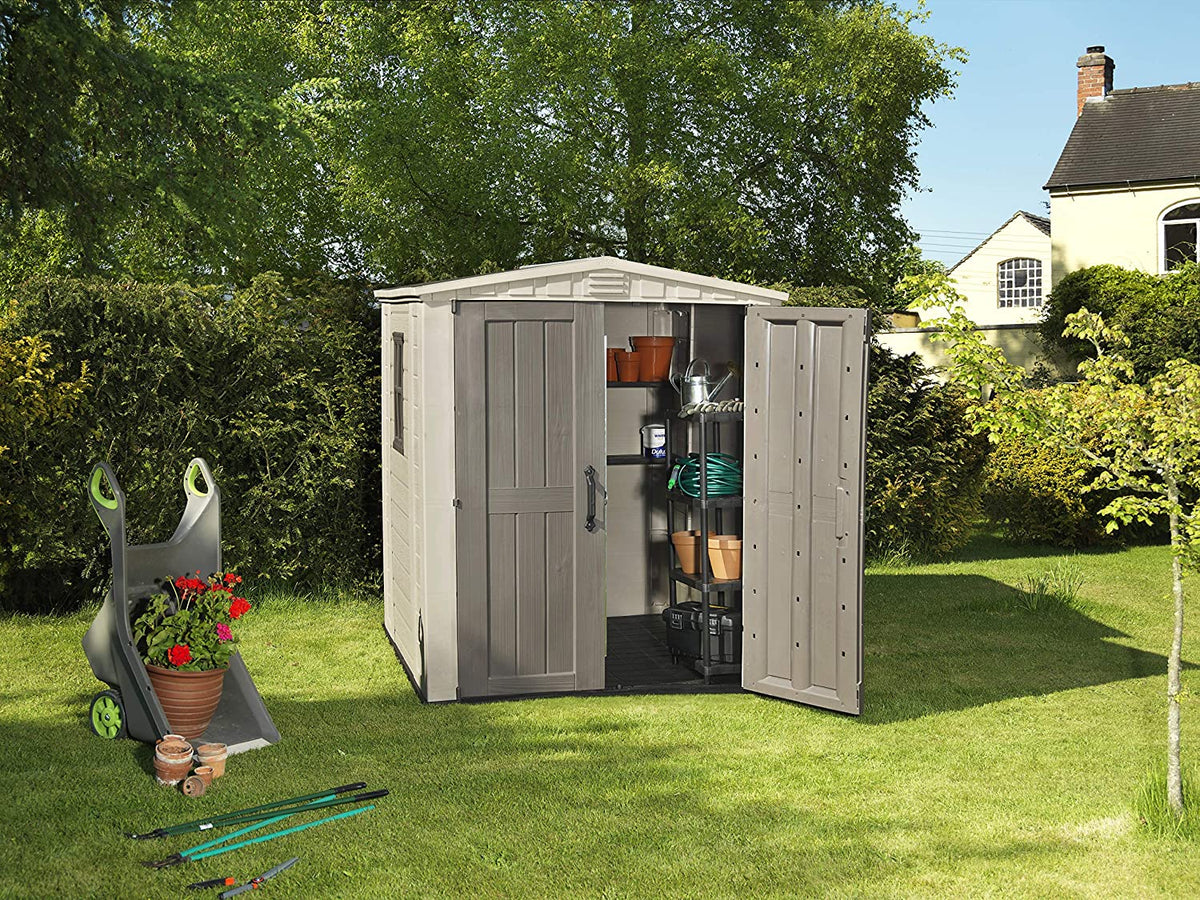 Keter Factor 6x6ft Double Door Outdoor Apex Plastic Garden Shed