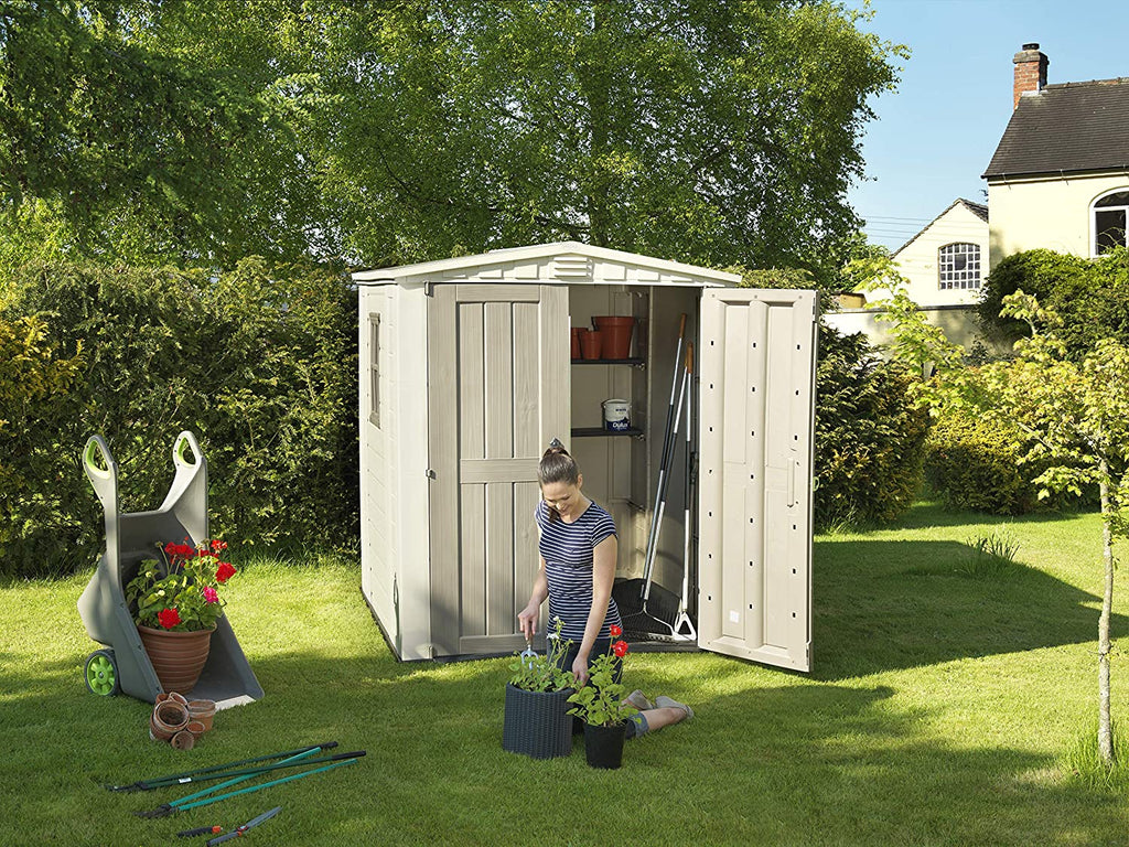 Keter Factor 6x6ft Double Door Outdoor Apex Plastic Garden Shed
