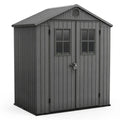 4x6ft Heavy Duty Plastic Garden Shed, Weather-Resistant Outdoor Storage Shed, Lockable Double Doors, Grey